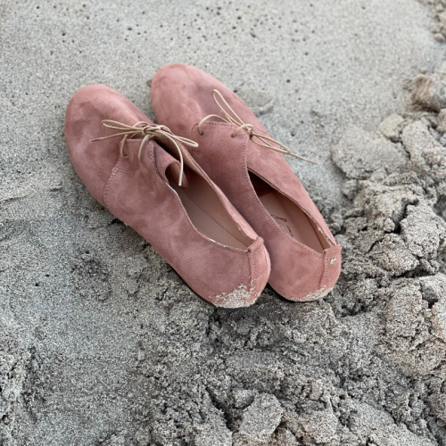 Buty damskie, sznurowane, ponadczasowe BRUDNY RÓŻ  GLAMOURSY ROSE DUST