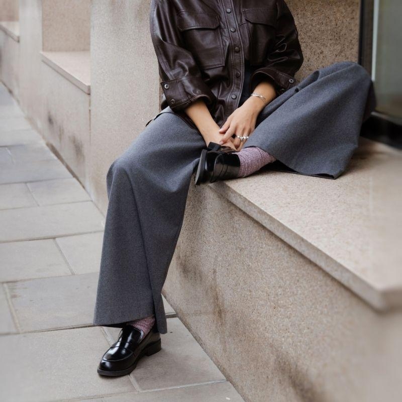 Mokasyny damskie czarne skórzane - Forever