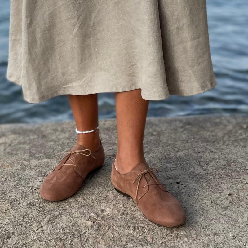 Buty damskie, sznurowane, ponadczasowe BRUDNY RÓŻ  GLAMOURSY ROSE DUST
