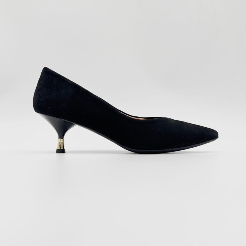 Zamszowe szpilki na niskim obcasie - So In Love Brązowe