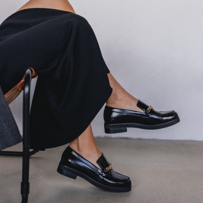 Mokasyny damskie czarne skórzane - I Miss You