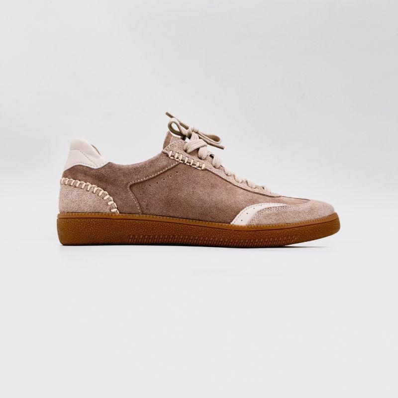 Zamszowe sneakersy damskie - Kakao
