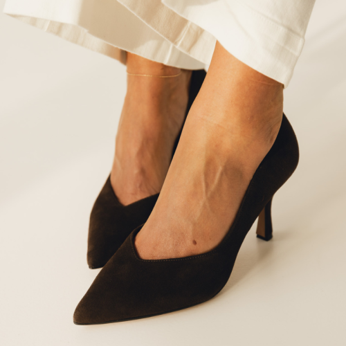 Zamszowe szpilki damskie brązowe - All Night.png