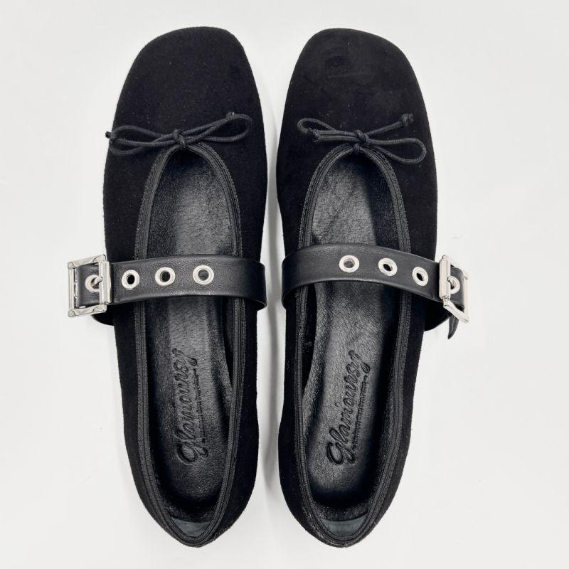 Zamszowe baleriny z klamrą - Lady Charm