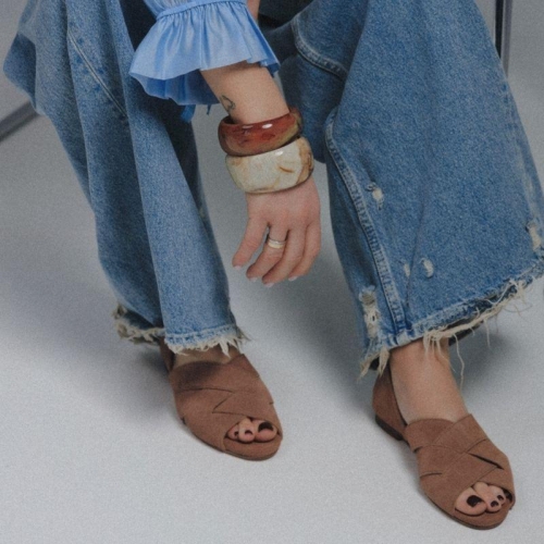 Buty z odkrytymi palcami i zakrytą piętą - Is This Fun Zgaszony Róż