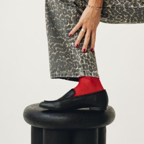 Mokasyny damskie czarne skórzane - Stay The Right