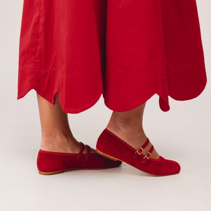 Zamszowe baleriny z kwadratowym noskiem - Ginger