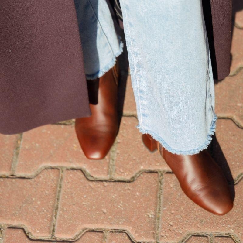 Brązowe botki damskie skórzane - Successful